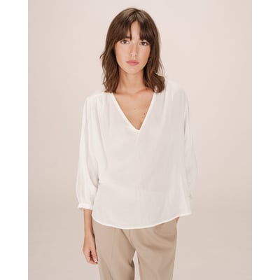 Blouse droite fluide ivoire Solo GRACE & MILA