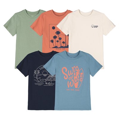 Pack of 5 T-Shirts with Short Sleeves in Cotton LA REDOUTE COLLECTIONS