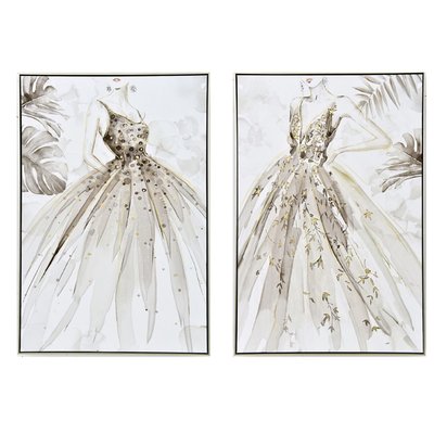 Set De 2 Tableaux Cadre Argent Lune De Miel NOVATREND