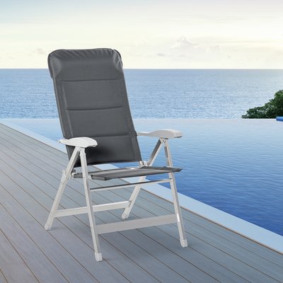 Chaise de jardin pliante dossier haut inclinable alu. oxford déperlant gris OUTSUNNY