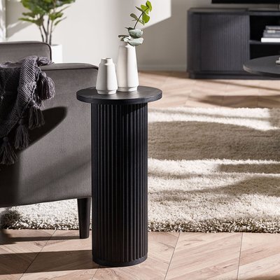 Lucien Fluted Wood Pedestal Side Table SO'HOME