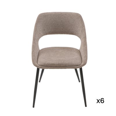 Lot de 6 chaises en tissu avec piètement en métal L51 cm - ELODIE SIGNATURE