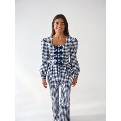Blouse vichy col carré brandebourgs ROME MINDTRAVELER