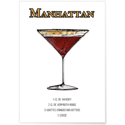 Affiche Cocktail Manhattan L'AFFICHERIE
