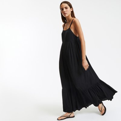 Abito lungo e morbido con balza e spalline sottili LA REDOUTE COLLECTIONS