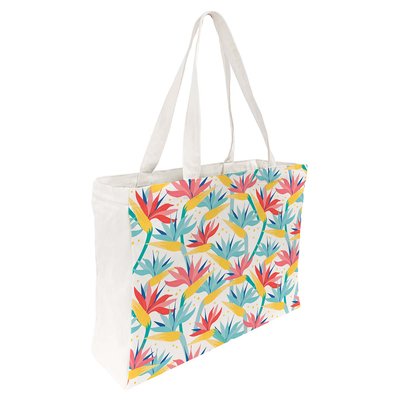 Tote bag coton imprimé fleurs exotiques DRAEGER PARIS