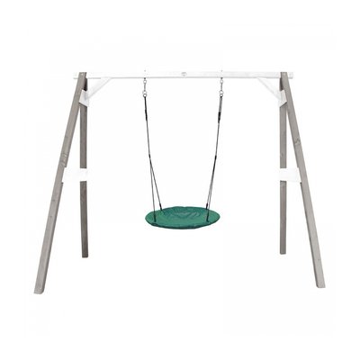 AXI Portique en Bois Gris Blanc avec Balancoire siege Nid Rond AXI HOUSE