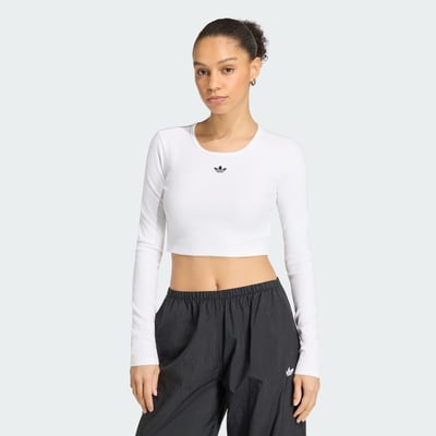 T-Shirt Cropped Côtelé Manches Longues Essentials adidas Originals