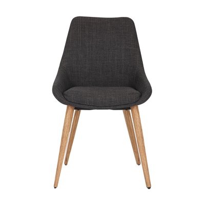 Chaise repas tissu gris  pieds chêne foncé BARI ZAGO
