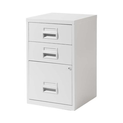 Colonne de rangement basse en acier 3 tiroirs Blanc mat PIERRE HENRY