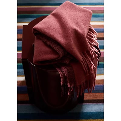 Couverture en laine cardée détail franges MANGO HOME