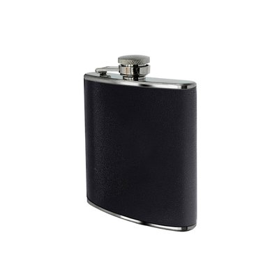 Hip Flask in Black Leather Effect, 8oz SO'HOME