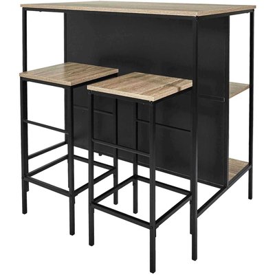 Table ilot en bois avec 2 tabourets Loka CMP
