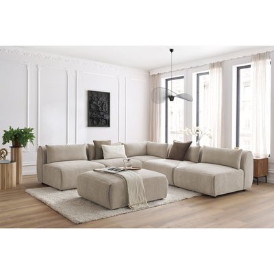 Canapé modulable 6 places en tissu texturé, JEANNE BOBOCHIC