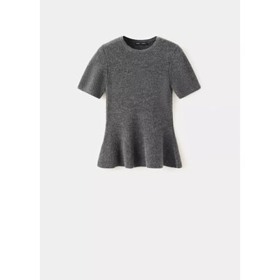 Pull péplum maille côtelée MANGO
