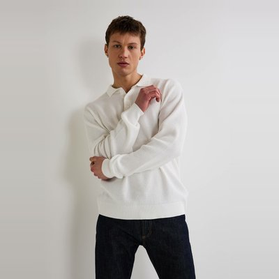 Pull col polo zippé en coton BIO GOTS MONOPRIX