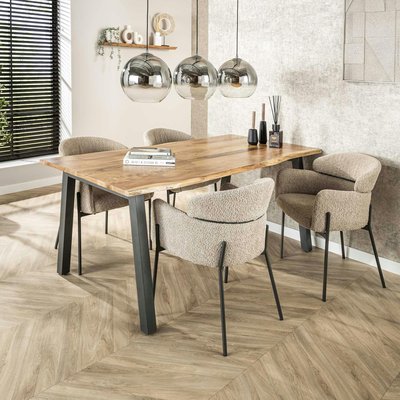 Table de repas 180 bois massif pieds métal moderne MELBOURNE PIER IMPORT