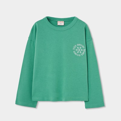 T-shirt fille en maille imprimé flocon de neige BOBOLI