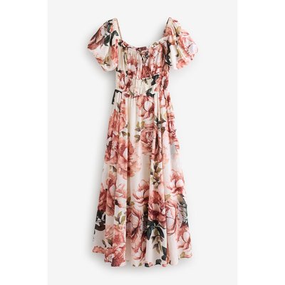 Robe mi-longue à manches bouffantes NEXT