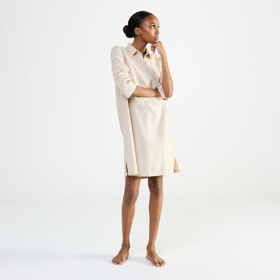 Chemise de nuit col classique en flanelle de coton FLANELLE RAYÉE LAURENCE TAVERNIER
