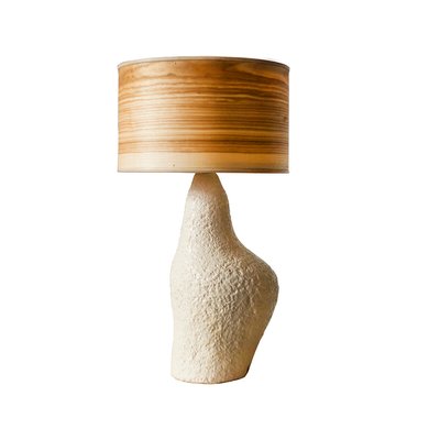 Лампа настольная из керамики и шпона ясеня, L SO'HOME