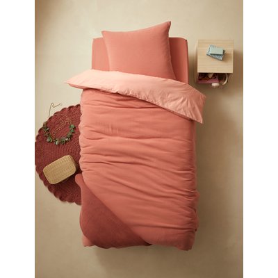 Parure enfant bicolore housse de couette + taie d'oreiller en gaze de coton VERTBAUDET