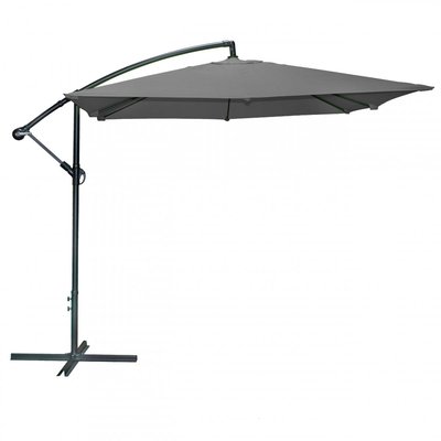Parasol Déporté avec Manivelle Toile Grise - 250x250cm WADIGA