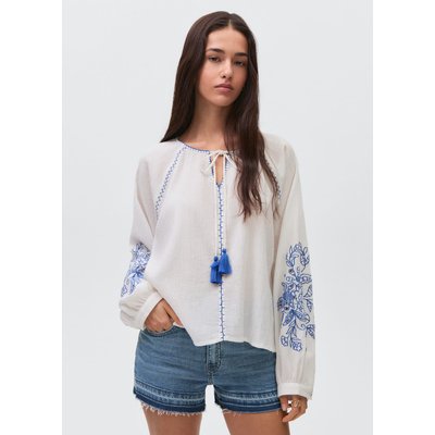 Blouse brodée manches bouffantes MANGO TEEN