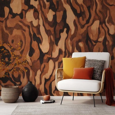 Papier peint Bois Précieux Terracotta HEXOA