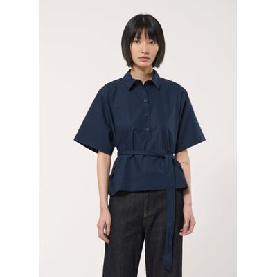 Chemise droite à ceinture amovible en popeline de coton HUMILITY
