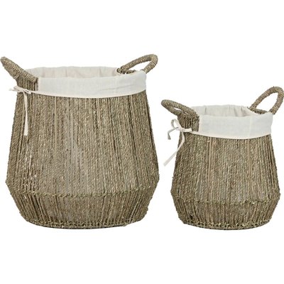 Panier à linge en jonc de mer et coton naturel  élégant RECOLLECTION