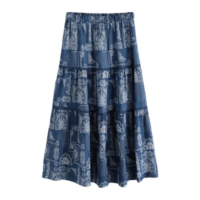 Jupe longue en coton avec volants superposés NEXT