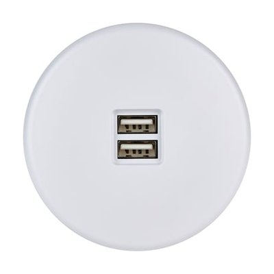 Prise De Chargeur Double Port Usb A+a Iris Blanc Satin MODELEC