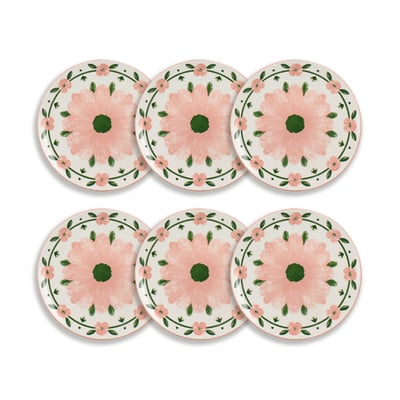 Lot de 6 assiettes plates 27cm en porcelaine, PRIMAVERA NOVASTYL