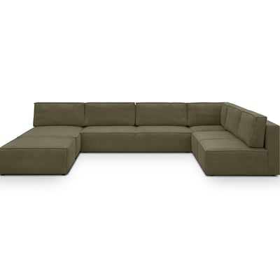 Canapé d'angle droit convertible 10+1 places en velours côtelé - HARPER MOD HOMIFAB