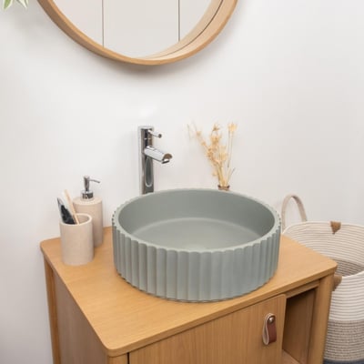 Vasque à poser ronde béton texturé vert 39,8cm IVILI MOB IN