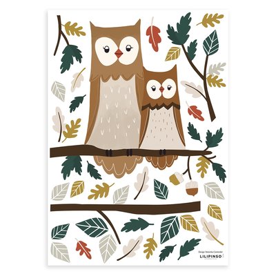 Stickers muraux famille chouettes FOREST HAPPINESS LILIPINSO