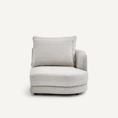 Demi-canapé droit, arrondi, modulable en toile jaspée, TIBERIO AM.PM