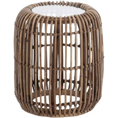 Table d'appoint en rotin, plateau en verre JOLIPA