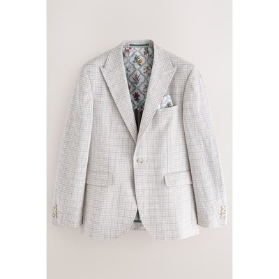 Veste de costume ajustée en lin aux carreaux NEXT