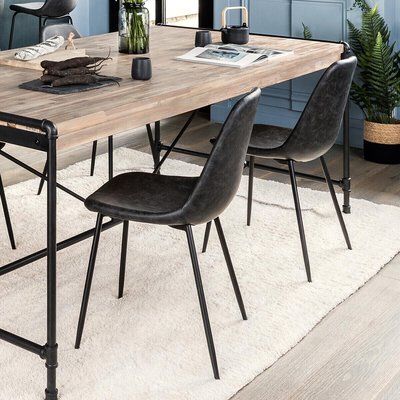 Chaise effet cuir vieilli piètement métal VLADI ATMOSPHERA