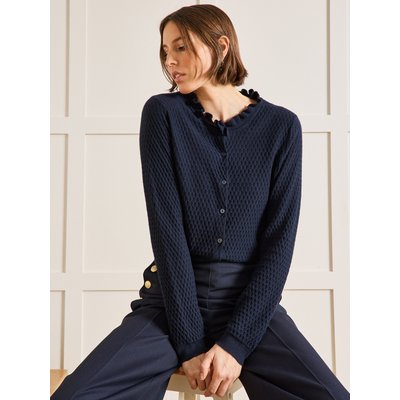 Cardigan col volanté coton biologique et cachemire CYRILLUS