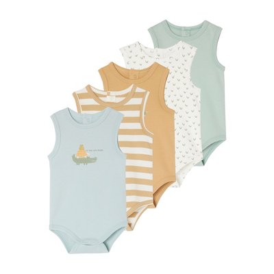 Lot de 5 bodies forme débardeur naissance en coton biologique VERTBAUDET