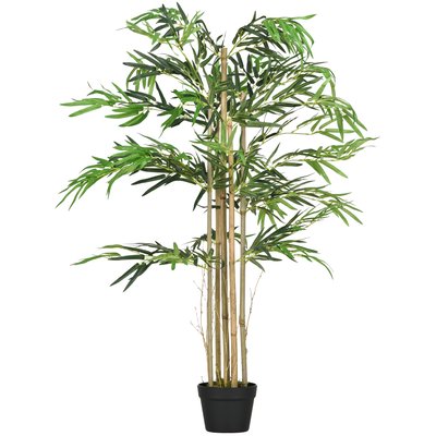 Bambou artificiel 4 pieds H. 1,15 m 730 feuilles denses réalistes pot inclus noir vert OUTSUNNY