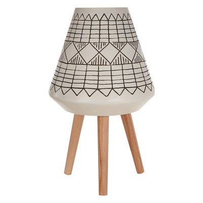 71cm Planter in White/Black with Beech Wood Legs SO'HOME