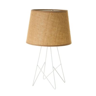 Lampe à poser métal blanc et abat-jour en lin 23x23x38.5cm WADIGA
