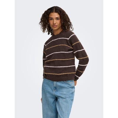Pull col rond à rayures colorées JDY