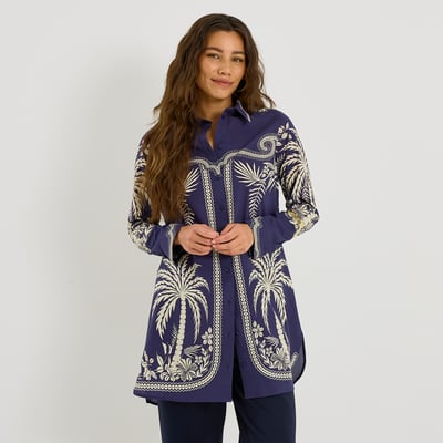Chemise longue imprimé tropical GRAIN DE MALICE