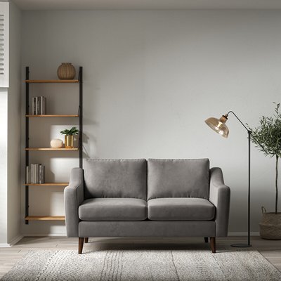 Rosa Curve Velvet 2 Seater Sofa with Dark Wood Legs SO'HOME
