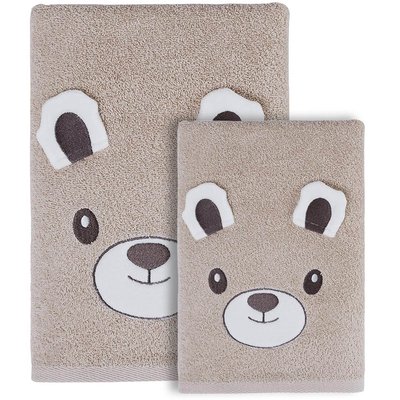Ensemble enfant 1 serviette de toilette  + 1 drap de bain BOBBY L'OURS SENSEI MAISON